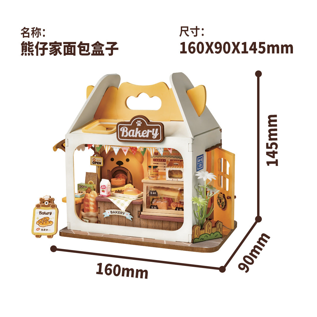 DIY Cabin Hand Assembled Mini House Miniature Model Toy Wooden Puzzle Gift