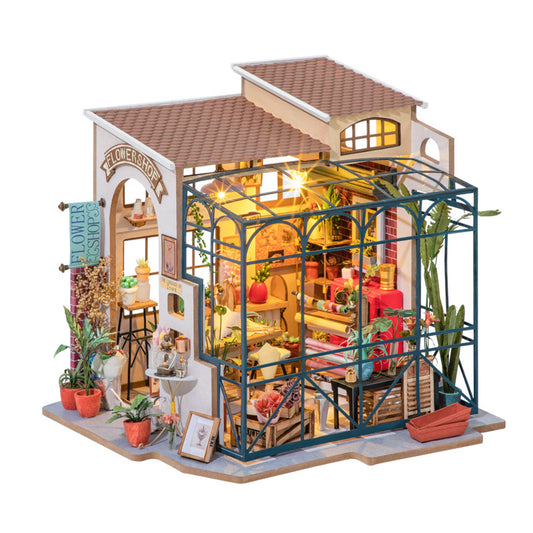 Diy Flower Shop Handmade Wooden Villa Model Creative Toys as Birthday Gifts
