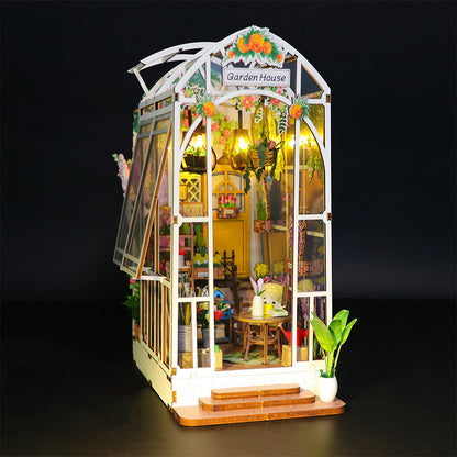 DIY Hut Garden House Bookstand Buckle Assembly Wooden Model Doll House Creative Puzzle 3D Architecture