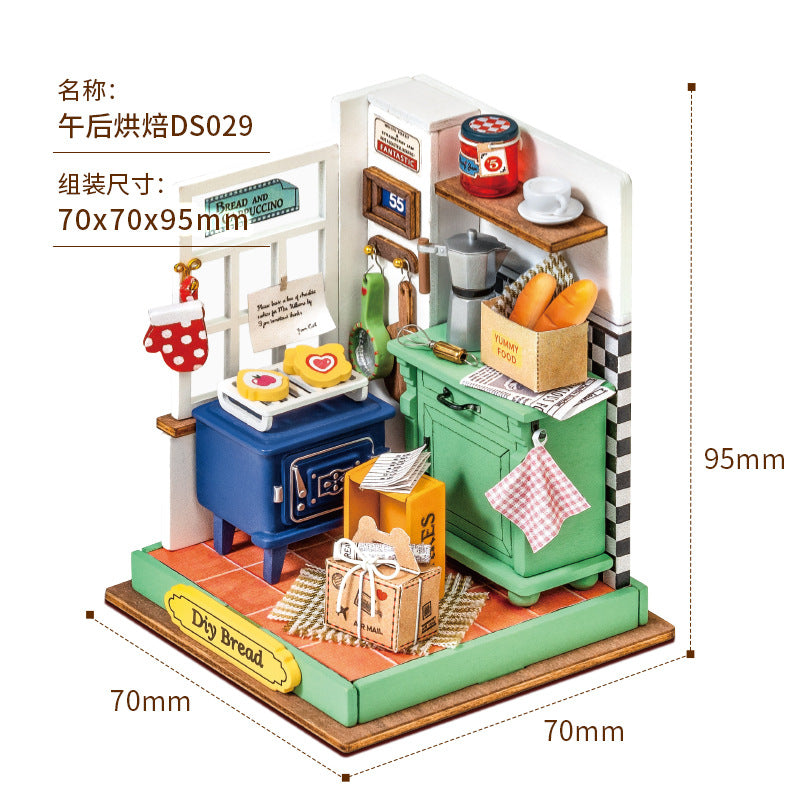 DIY Cabin Hand Assembled Mini House Miniature Model Toy Wooden Puzzle Gift