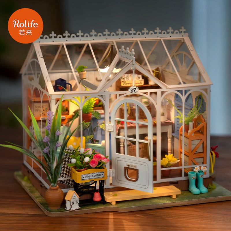 Dream Island Flower House DIY Handmade Small House Miniature Model House Mini 3D Puzzle Block Gift
