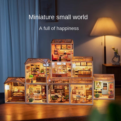 super world super store 4 generation assembly DIY handmade cottage 3d puzzle model house toys
